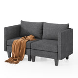 Asofer Sectional Sofa Couch with U-Shaped Connector, Modular Sofa for Living Room, Study, Dark Gray