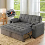 Lofka 69" Futon Sofa Bed, 3 in 1 Queen Size Living Room Sleeper Loveseat with Pull Out Couch,Storage Armrest & Adjustable Backrest,Dark Grey