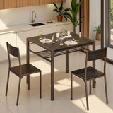 Dining Table Set for 2, Lofka Kitchen Table with Storage Rack and Middle Back Chairs for Small Spaces, Black