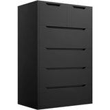 Dressers for Bedroom, Lofka 6 Drawers Dresser with Cutout Handles, Wood Storage Cabinet for Living Room, Black