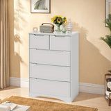 Lofka 5 Drawer Wooden Dresser for Bedroom, White