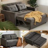 Lofka Futon Sofa Bed, 3-in-1 Sleeper Sofa with Adjustable Backrest for Living Room,Apartment,Linen Fabric,Dark Gray