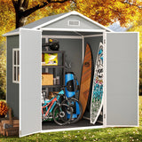Outdoor Storage Shed, Lofka Durable Resin Storage Shed for Storing Patio & Garden Tools , White and Gray