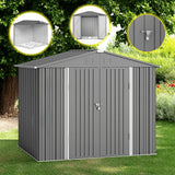 8'x6' Outdoor Storage Shed, Lofka Metal Garden Shed for Outdoor Storage, Grey