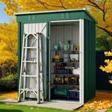 5'x3' Outdoor Storage Shed, Lofka Metal Tool Shed with Lockable Security, Compact Space Saver for Garden Tools & Patio, Green