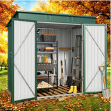 Lofka 6 x 4 ft. Outdoor Metal Storage Shed with Lockable Doors & Updated Frame for Backyard, Garden, Green
