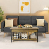Lofka Couch with Coffee Table, 3 Seater Comfy Upholstered Couch Sofa with Convertible Table for Living Room