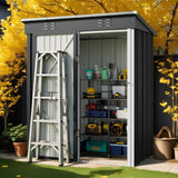 5'x3' Outdoor Storage Shed, Lofka Metal Tool Shed with Lockable Security, Compact Space Saver for Garden Tools & Patio, Green
