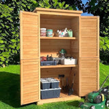Outdoor Storage Cabinet, Lofka Wood Outdoor Storage Shed with Adjustable Shelves| Asphalt Roof| Ventilate Shutter, Natural