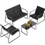 Lofka 4-Piece Patio Furniture Set Clearance, Outdoor Sectional Furniture Set for Patio, Garden, Backyard, Balcony, Black