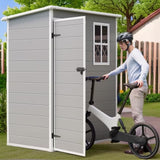 Lofka 5x3 FT Heavy-Duty Outdoor Storage Shed with Lockable Door & Floor, Weather-Resistant Resin Garden Shed for Backyard, Patio, Lawn, Gray