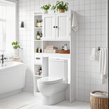 Over The Toilet Storage Cabinet, Asofer Bathroom Storage Organizer with Paper Holder & Adjustable Shelves for Bathroom ,Laundry, White