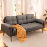 Noelse 69" 3-Seater Sofa Couch, Modern Linen Loveseat for Small Spaces, Apartment Couch with Thick Cushions & Solid Wood Legs, Easy Assembly, Dark Gray