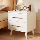 Lofka Night Stand 2 Drawer for Bedroom, Nightstand Bedside Table with Gold Handle, Smooth-Gliding Drawers, 20"H White