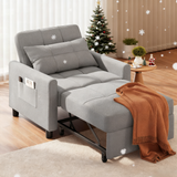 Asofer Sofa Bed Chair, 3 in 1 Convertible Futon Couch, Adjustable Backrest, Breathable and easy to clean, Gray