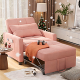 Asofer Sofa Bed Chair, 3 in 1 Convertible Futon Couch, Adjustable Backrest, Breathable and easy to clean, Pink
