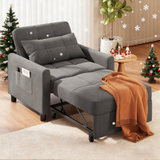 Asofer Sofa Bed Chair, 3 in 1 Convertible Futon Couch, Adjustable Backrest, Breathable and easy to clean, Dark Gray