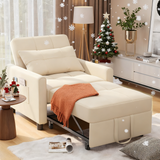 Asofer Sofa Bed Chair, 3 in 1 Convertible Futon Couch, Adjustable Backrest, Breathable and easy to clean, White