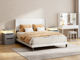 Asofer Queen Bedroom Set with Charging Nightstands & LED Vanity, White Complete 4-Piece