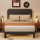 Lofka Full Bed Frame with Adjustable Headboard for Bedroom, Dorm & Apartment, 850lbs, Dark Gray