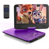 Cocobear 10.5" Portable DVD Player HD Swivel Screen for Car and Kids, Car Charger AC Adaptor, 1080p, Purple