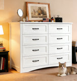 8-Drawer Dresser for Bedroom, Lofka White Dresser with Mental Handle for Living Room Organizer | Durable Wood