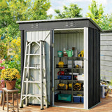 Metal Shed 5x3 FT, Outdoor Storage Shed with Lockable Door, All-Weather Galvanized Steel, Compact Space Saver for Garden Tools| Patio, Gray