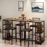 Lofka Dining Table Set for 2, Height Bar Table& 2 Upholstered Chairs for Kitchen| Apartment - Grey
