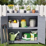 Lofka Small Outdoor Storage Cabinet, Potting Benches with Outdoor Plant Stand,Wood,Gray(Gabinete de almacenamiento)