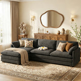 110.2" Cloud Sectional Couch with L-Shape Chaise,Lofka Modern Modular Sofa with Deep Seat, Upholstered Couches for Living Room Bedroom, Gray (Plush Corduroy Fabric)