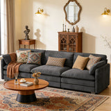 110.2" Modern Cloud Couch, Lofka 3-Seater Modular Sofa with Extra Deep Seat, Luxury Plush Corduroy Upholstered Couches for Living Room Bedroom, Gray