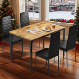Dining Table Set, Lofka 5 Pieces Kitchen Table with PU Chairs ( High Back & Soft Foam ) for Dining Room|Living Room, Retro Brown
