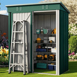 5'x3' Outdoor Storage Shed, Lofka Metal Tool Shed with Lockable Security, Compact Space Saver for Garden Tools & Patio, Green