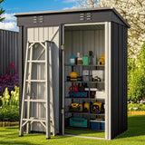 5'x3' Outdoor Storage Shed, Lofka Metal Tool Shed with Lockable Security, Compact Space Saver for Garden Tools & Patio, Green