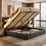King Bed Frame with 10.8" Hydraulic Storage, Jolifa Upholstered Platform Bed with Memory Foam Headboard, 800lb Heavy Duty Metal Frame for Small Space,Dark Black