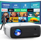 Yoton Y6 Mini Projector Bluetooth 4K LCD with Tripod, Retail Packaging, White
