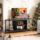 Lofka TV Stand for TV up to 65 Inch with Open Shelves, TV Console Table for Living Room Game Room, Black(Mesa Para TV De 65)