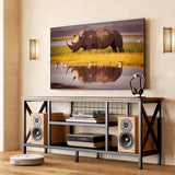 65 Inch TV Stand, 3-Tier Entertainment Center with Open Shelves, Lofka Sofa Table with Metal Frame for Living Room, Bedroom, Office, Rustic Brown(Soporte de TV)