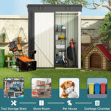 Asofer 5'x3' Heavy Duty Galvanized Metal Outdoor Storage Shed with Lockable Door for Lawn & Backyard, Dark Gray