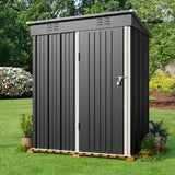 Asofer 5'x3' Heavy Duty Galvanized Metal Outdoor Storage Shed with Lockable Door for Lawn & Backyard, Dark Gray