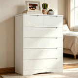 6 Drawer Dresser ,Modern Storage Cabinet with Cutout Handles for Bedroom,White