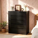 6 Drawers Dresser , Jolifa Wooden Storage Cabinet with Cutout Handles for Living Room|Hallway|Entryway|Guest Room,Black
