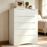 Dressers for Bedroom, Jolifa 6 Chest of Drawers Dresser and Wooden Storage Cabinet with Cutout Handles for Living Room | Hallway | Entryway | Guest Room,White