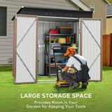 Asofer 6'x4' Outdoor Storage Shed, Heavy Duty Metal Garden Shed with Lockable Higher Hinged Door, Tool Storage for Patio, Backyard, Lawn, Brown