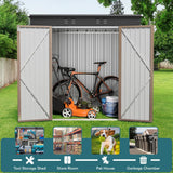Asofer 6'x4' Outdoor Storage Shed, Heavy Duty Metal Garden Shed with Lockable Higher Hinged Door, Tool Storage for Patio, Backyard, Lawn, Brown