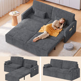 78"W 6 in 1 Convertible Sofa Bed, Lofka Big Corduroy Sleeper Pull Out Couch with 23.6" Extra Deep Seat, 600 lbs Heavy Duty Metal Frame, Dark Gray