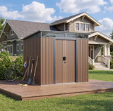 Asofer 6'x4' Outdoor Storage Shed with Sliding Lockable Doors, Transparent Panel Windows, Versatile Tool Bike Shed for Backyard, Patio