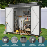 Asofer 6'x4' Shed and Outdoor Storage, Metal Shed with Double Doors & Vents for Garden, Backyard, Patio, Dark Gray