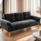 69" Premium Velvet Loveseat Sofa,Lofka Sofa with 3 Soft Pillows for Living Room,Apartment, Office — Black