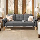 Lofka Couch, Futon Sofa with Padded Armrests for Living Room Furniture, Small Loveseat for Small Spaces, Dark Gray